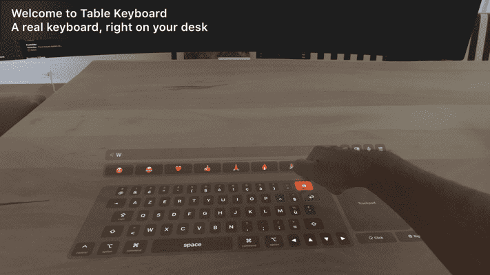 Table Keyboard screenshot