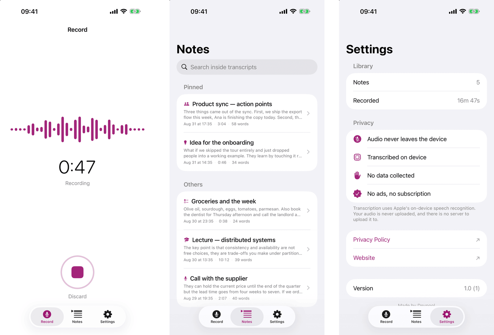 Voice Notes screenshot